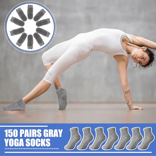 Image of Liitrsh 60 or 150 Pairs Pilates Grip Socks Bulk Unisex Non Slip Yoga Grippy Socks Woman for Adults Yoga Pilates Hospital
