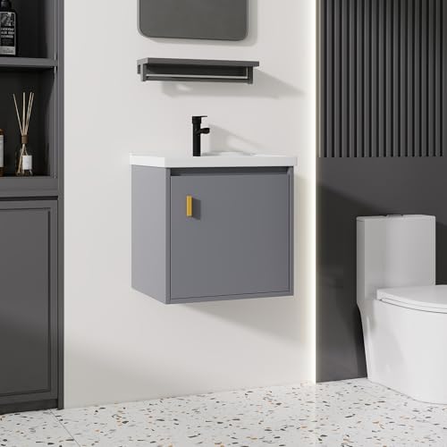 Albriya 20'' Bathroom Vanity with Ceramic Sink Combo, Wall Mounted