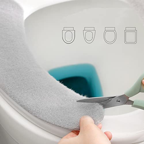 Ziyero 4 Paar WC-Sitzbezüge Plüsch Toilet Seat Cover Selbstklebende Waschbar WC Abdeckung Cover Leicht zu Tragen, Kann Getrimmt Werden, für Zuhause, Reisen, Erwartete Mamas, Altere Menschen—4 Farben – Bild 6
