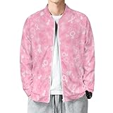 vosery giacche da uomo - breast cancer awareness leggero casual zip up bomber jacket uomo primavera autunno giacca a vento, nero, xl