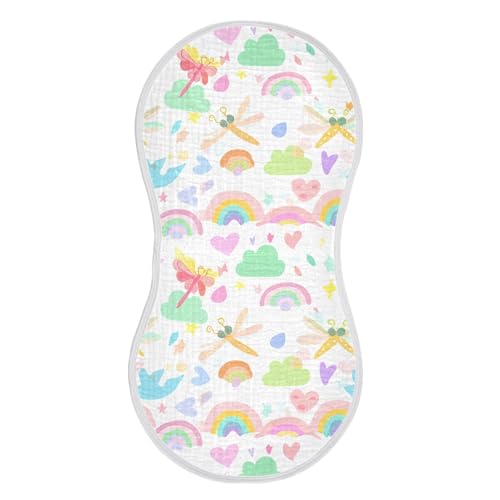 xigua Rainbows Baby Burp Cloths for Newborn Boys and Girls 2 Pack, Soft & Absorbent Cotton Baby Burp Cloth, Baby Washcloths, Newborn Towel, Burp Rags