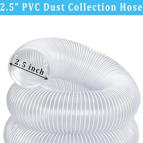 Dust Collection hose 2-1/2” × 5 ft Clear Flexible PVC Fume Hose & 4 Clamps by ZY-hosetube - Used condition - Image 3
