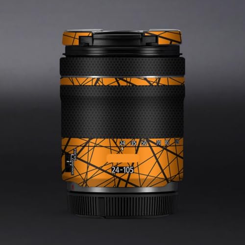 24-105 4-7.1 傷防止カメラレンズステッカー に適合する Canon RF 24-105mm F4-7.1 STM ラップ保護フィルム プロテクター スキンカバー(クロスオレンジ)