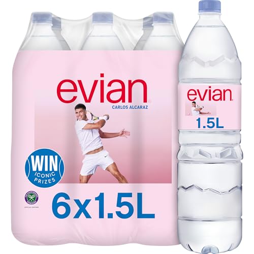 Evian Still Natural Mineral Water, 6 x 1.5L