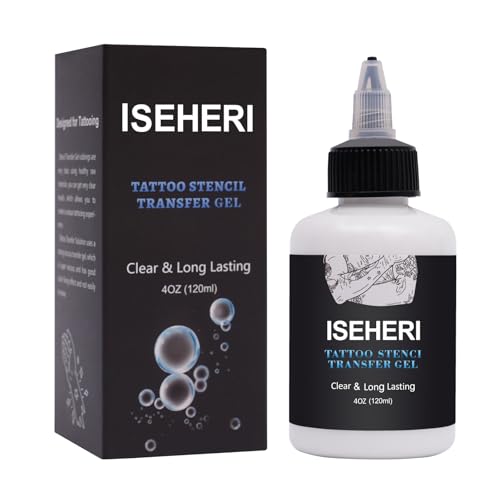 ISEHERI Tattoo Transfer Gel 4oz Stencil Cream - Fast & Clear Long Lasting Solution for Tattoo Artists - Supplies