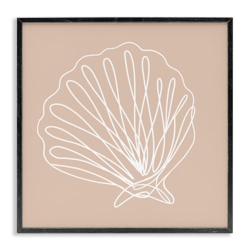Clam Shell Squiggle Doodle Sea Life, 17 x 17 Inch Framed Giclée Print