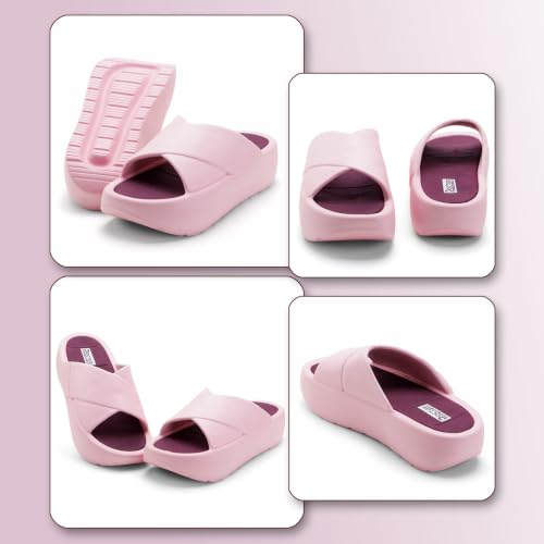 Image of DOCTOR HEALTH SUPER SOFT Women's Orthopedic Cross Strap Slides | Ultra Soft Cushioned Lightweight Slip-On Slippers | Anti-Skid Comfortable Platform Sandals for Everyday Wear