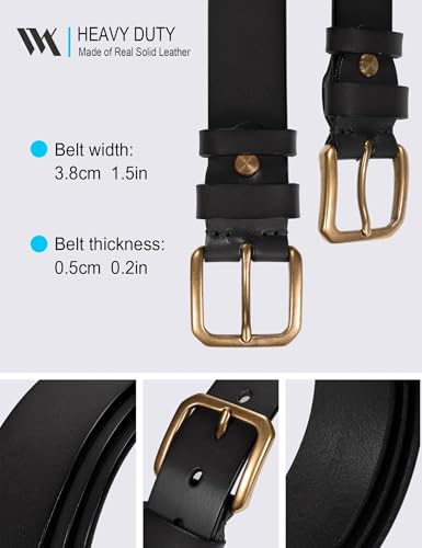 Image of WOLFANT Thicken Full Grain Leather Belt for Men,1.5 inch Italian Solid Leather | All-Day Comfy Heavy Duty Leather Belt for Casual, Work and Daily Wear