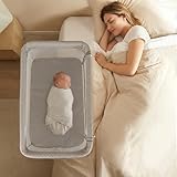 INFANS Over Bed Bassinet for Baby, Bedside Sleeper with Lowering Wall for Easy...