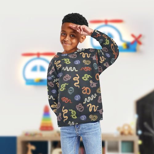 Wusikd Snake Boy Girl Sweatshirt Toddler Crewneck Animal Pullover Sweater Long Sleeve Clothes 5T Multi4
