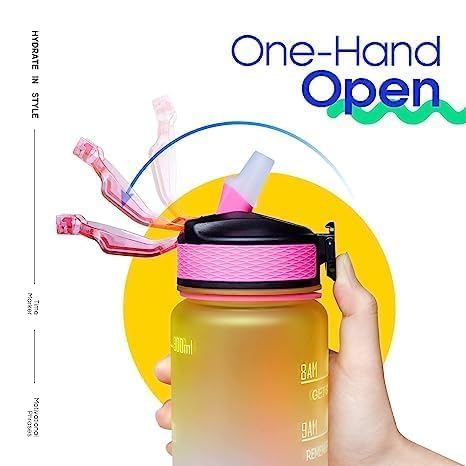 Image of Water Bottles Sipper Bottle For Adults, Kids,Unbreakable Motivational Water Bottle Time Mark Sipper With Straw & Time For Gym Office School Home Water Bottle for Kids