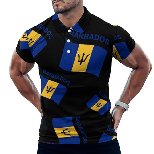 Barbados Flag Men's Short Sleeve Golf Polo Shirt