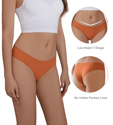 Image of SHARICCA Women Seamless Cheeky Bikini No Show Panties Ladies Invisible Breathable Briefs Soft Stretch Underwear Multi Pack