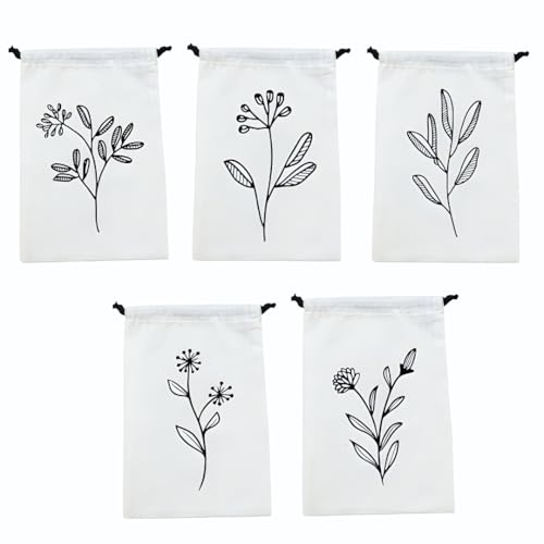 IVILLAGE Premium Reusable & Washable Cotton Fabric Drawstring Travel Pouch/Bag | Elegant Floral Design | Ideal for Earphones, Makeup, Sunglasses, Sock