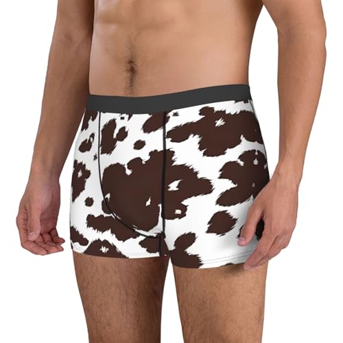 Brown Cow Print Men's Boxer Briefs Breathable Stretch Underwear Novelty Trunk Underwear Comfortable Gym Boxer Briefs4