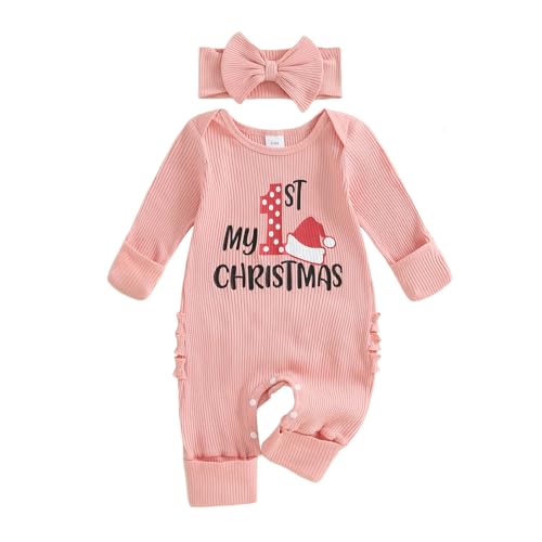 My First Christmas Baby Girl Outfit Christmas Tree Onesie Long Sleeve Romper Jumpsuit Newborn Girl Outfits Clothes (christmas newborn clothes, 0-3 Months)