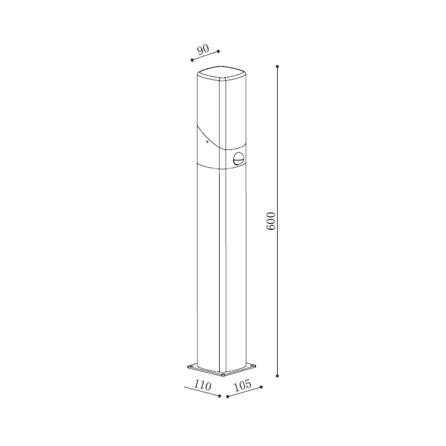 LEDKIA LIGHTING Baliza de Pie Exterior 60cm Aluminio con Sensor PIR Pelly Negro E27