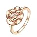 AmDxD Bague Femme Anneau Or Rose 18K, Bague Femme Anneau Fleur Papillon Blanc Diamant 0.03ct Bague Femme Taille 59
