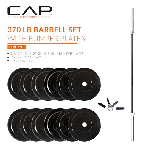Image of CAP Barbell Olympic Weight Set with 7ft Barbell & Bumper Plates | 160-370 lbs | Multiple Options