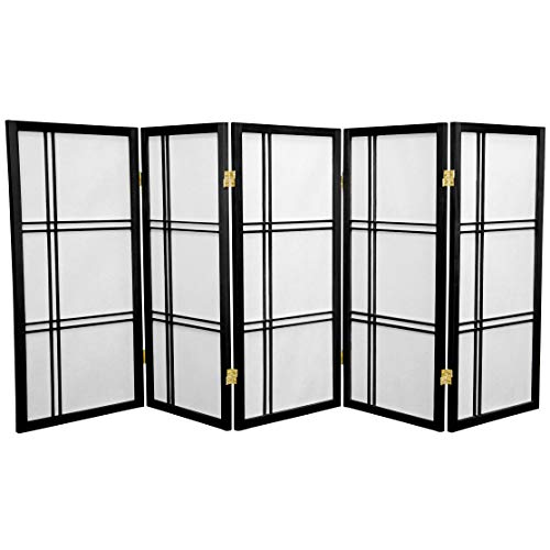 Up To 40% OFF Oriental Furniture 3 ft. Tall Double Cross Shoji Screen - Black - 5 Panels(B)
