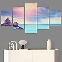 SIGNWIN 5 Panel Canvas Wall Art Modern Art Beach Coastal Expressive Global Multicolor Photography for Home Decorations Ready to Hang - 60