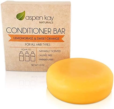 Solid Conditioner Bar, Made With Natural & Organic Ingredients, All Hair Types including frizzy hair, Sulfate-Free, Cruelty-Free & Vegan 2.3 Ounce Bar. (Lemongrass & Sweet Orange)