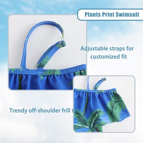 Image of Girls One Piece Swimsuits Off Shoulder Bathing Suit for Kids Hawaiian Swimwear 3-16 Years