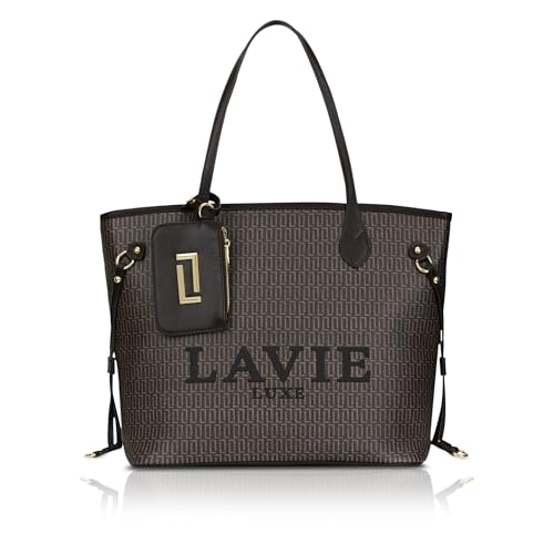 Image of Lavie Luxe Women's Monogram Elise Laptop Tote Handbag | Fits Upto 15 Inch Laptop | Laptop Bag for Work | Ladies Purse | Stylish Shoulder Bag | Gift For Women