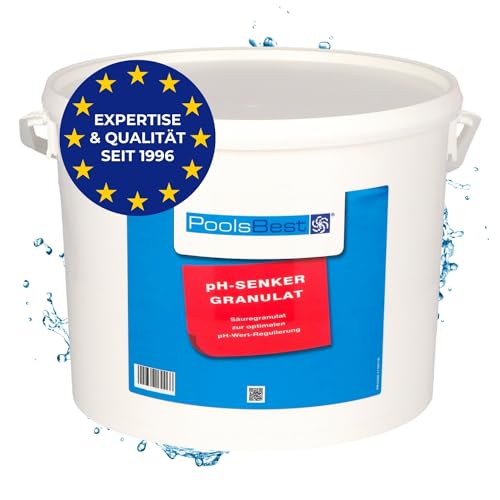 PoolsBest pH Senker Granulat 10kg I pH Minus zur optimalen pH-Wert Regulierung im Pool I hochwertiges pH Senker Pool Granulat I Pool pH Senker inkl. Messbecher I pH-Wert im Pool senken