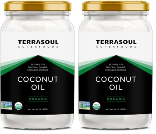 Terrasoul Superfoods Refined (No Coconut Flavor or Scent) Organic Coconut Oil, 2 Pounds (Glass Jar) (Pack of 2) image 5