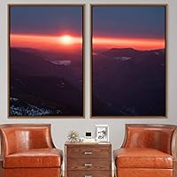 2 Piece Framed Canvas Wall Art Sunset in The Mountains Canvas Prints Home Artwork Decoration for Living Room,Bedroom - 16