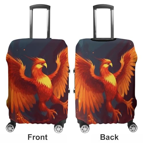 Orange Red Phoenix Luggage Cover, Washable Elastic Suitcase Cover Protector Fit 18-32 Inch Luggage3