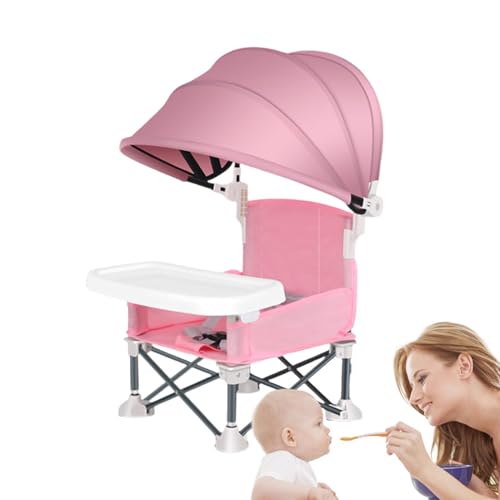 Trona Para Acampar: Trona Portátil Con Sombrilla Y Bandeja Extraíble, Sillas De Comedor Con Asiento Elevado, Asiento Portátil De Viaje Para Niños Pequeños | Soporte Para Sentarse Al Aire Libre