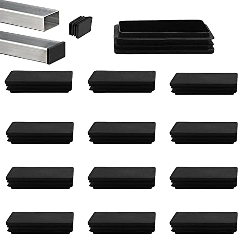 YouU 60x40mm Rectangle Plastic Plug End Cap Black Fence Post Pipe Cover Tube Chair Glide Insert Finishing Plug Heavy Duty Post End Cap 18 pcs
