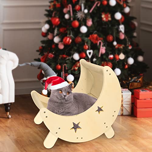 VOOTTOU-Cat-Hammock-Cat-and-Dog-Hammock-Bed-Moon-Hammock-Bed-Cat-Furniture-for-Indoor-Cats-Wooden-Elevated-Cooling-Pet-Bed-for-Cats-and-Small-Dogs-Modern-Cat-Bed-Furniture-Cat-Shelf-Gift-for-Cat