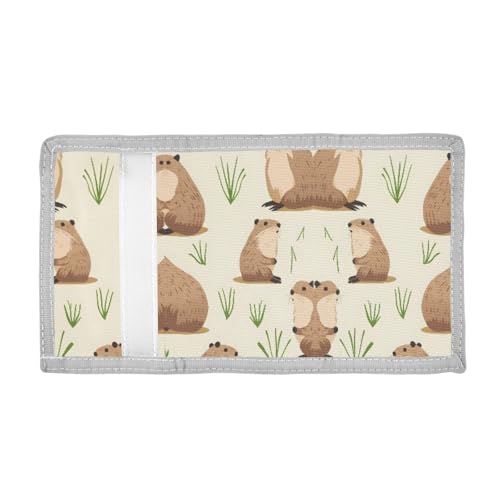 ALAZA Kids Wallets for Boys Girls Toddler Trifold Wallet Children Small Groundhog Grass with Zipper Coin Pocket2