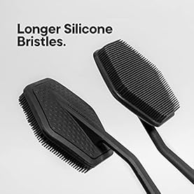 Alternative view of TOOLETRIES Silicone Back Scrubber - Exfoliating Shower Brush, Back Washer for Men, Durable Back Brush with Long Handle - Long Lasting Bath & Shower Accessories - Charcoal