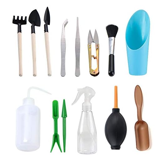 Metrmiss 1 14 Pieces Bonsai Set Succulent Garden Hand Tools with Mini Ra, w