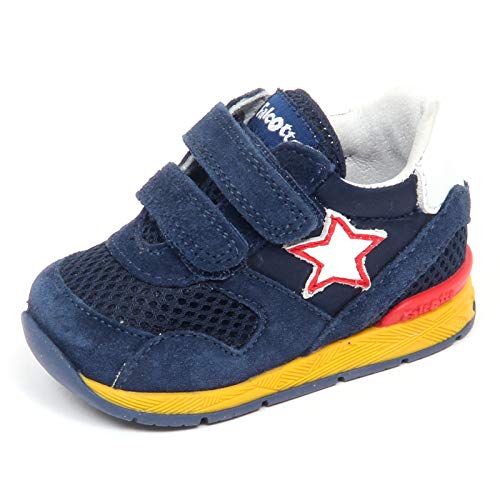 Chaussure bleue bébé garçon anti-glisse en suède pour corriger les mauvais appuis