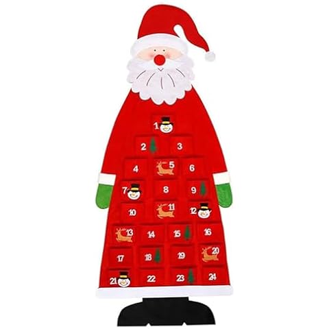 Felt Christmas Advent Calendars 2023,3.8ft Red Santa Advent Calendar Wall,DIY Hanging Pendant Creative Felt Calendars Cover