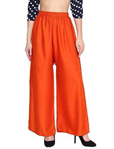 Vastraa Fusion Women's Regular Fit Rayon Palazzo (TS0371_Orange_Free Size)