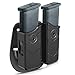 Universal Double Magazine Pouch, HQDA Dual Stack Mag Holster Fits 9mm/.40 Double Stack Mag. Holder OWB Paddle Mag Pouch for Glock/S&W/Sig Sauer/H&K/Ruger/CZ/Taurus/Beretta/Browning/Colt/Walther