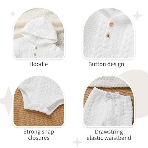 YOUNGER TREE Newborn Baby Boy Girl Clothes Hooded Long Sleeve Romper Pants Set Solid Ribbed Infant Fall Winter Outfits3