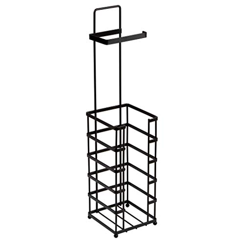 Richards Homewares Toilet Paper Holder Free Standing Storage and Bathroom Hold Jumbo and Mega Size Rolls, 5.94 x 5.94 x 25.35, Decorative Modern Black Metal and Wire Design - Thumbnail 3