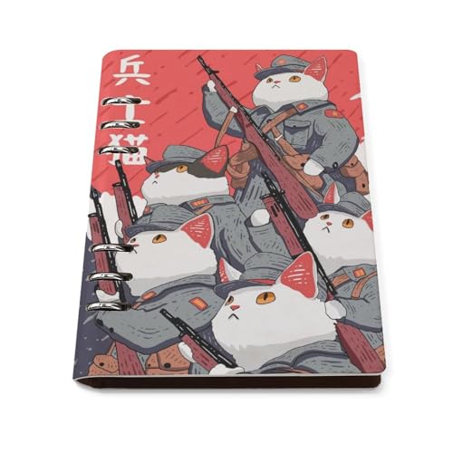 �����O�m�[�g������ Japanese Cat Soldier �o�C���_�[�m�[�g�u�b�N �V�X�e���蒠 �m�[�g�u�b�N �I�t�B�X�w�p�i�蒠 PU���U�[ A5