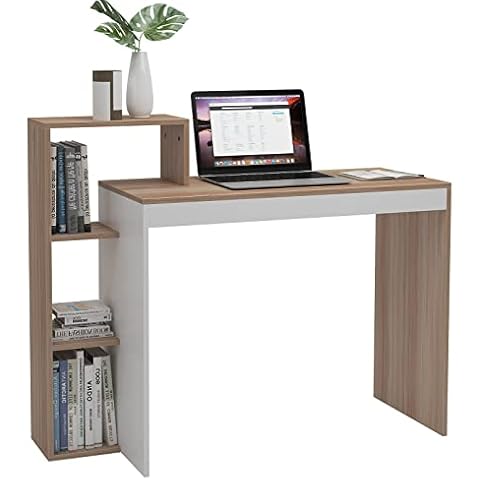 DlandHome Mesa de Ordenador Pequeño Escritorio con Estante de 90 cm Cover