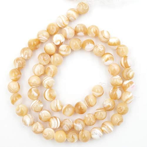 Malahill Gemstone Beads for Jewelry Making, Sold per Bag 5 Strands Inside, Khaki Trumpet Shell Beads 10mm - 4