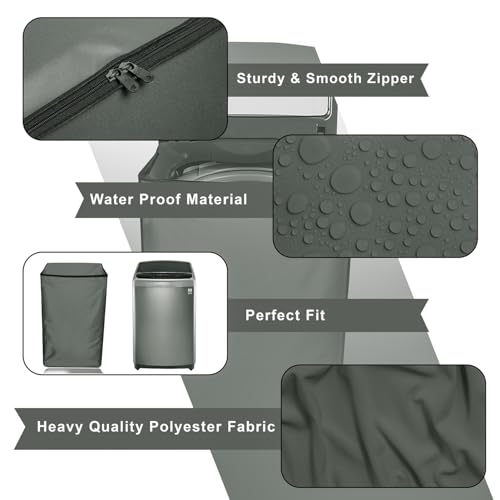 Image of Star Weaves Top Load Washing Machine Cover for Whirlpool 9.5 kg Fully-Automatic Top Loading 360 Bloomwash Pro, Grey
