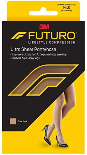 Futuro Energizing Women's Mild French Cut Lace Panty Ultra Sheer Pantyhose Size Plus Nude - 1 Pair, Pack of 5