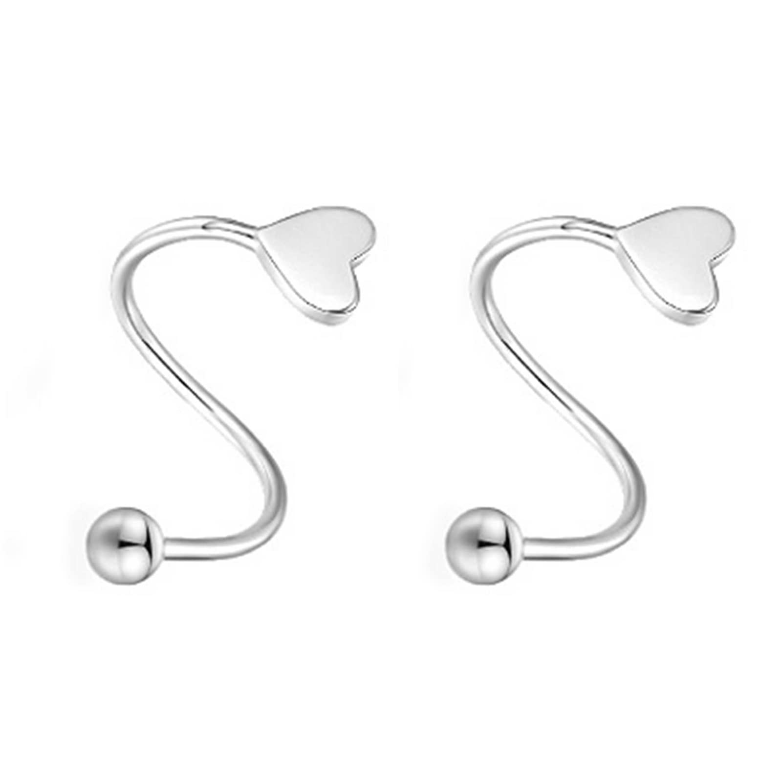 Vsilay Women's A Silver Twist Crawler Earring Climber Cuff Earring Star Heart Minimalist Piercing Earring Hypoallergenic Jewelry
